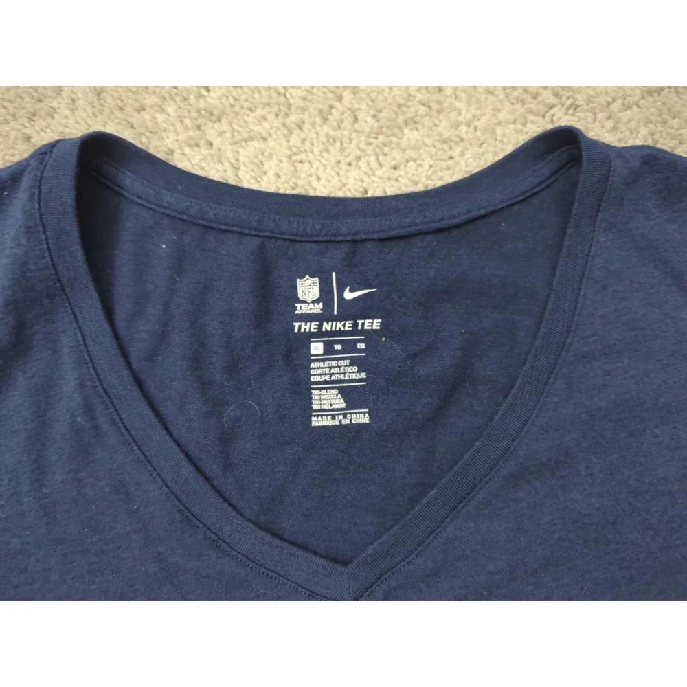 Dallas‎ Cowboys T Shirt Womens XL V-Neck Short Sleeve NFL The Nike Tee Blue